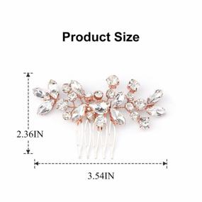 img 3 attached to Sparkling Rose Gold Wedding Hair Comb For Women - Catery Crystal Bride Rhinestone Headpiece