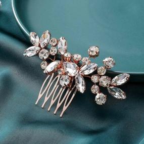 img 4 attached to Sparkling Rose Gold Wedding Hair Comb For Women - Catery Crystal Bride Rhinestone Headpiece