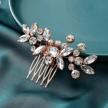 sparkling rose gold wedding hair comb for women - catery crystal bride rhinestone headpiece logo