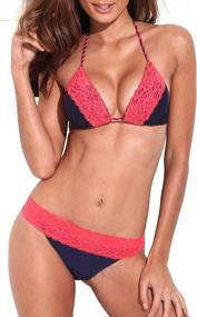 img 4 attached to RELLECIGA Women'S Triangle Lace Bikini Set For Ladies