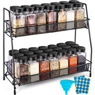 35 food-grade glass spice jars with label for organized seasoning storage - spice rack organizer for cabinets, countertops, and pantry. includes spice containers and rack for easy access. logo