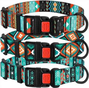 img 4 attached to Trendy Yet Practical: Adjustable Tribal Dog Collar With A Quick Release Buckle For Small To Large Breeds