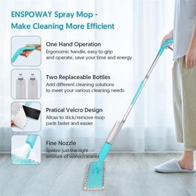 img 3 attached to 🧹 Microfiber Spray Mop for Efficient Floor Cleaning - ENSPOWAY Dry Wet Floor Mop with 3 Reusable Pads and 2 Refillable Spray Bottles - Dust Cleaning Mop with Sprayer for Kitchen, Hardwood, Laminate, Vinyl, Ceramic