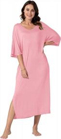 img 3 attached to Ультрамягкая ночная рубашка больших размеров с карманами и V-образным вырезом для женщин: объемное и повседневное свободное длинное платье для сна от WEKILI