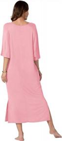 img 1 attached to Ультрамягкая ночная рубашка больших размеров с карманами и V-образным вырезом для женщин: объемное и повседневное свободное длинное платье для сна от WEKILI