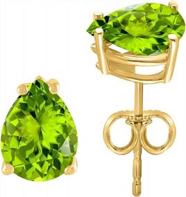 img 3 attached to Peridot Pear Shape Earrings For Women: 0.9 Carat Gemstone In 14K Yellow Gold 4-Prong Setting From MauliJewels' Wedding Jewelry Collection