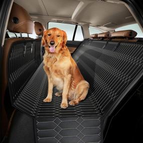 img 4 attached to Waterproof Dog Car Seat Cover With Mesh Window For Trucks, SUVs, And Cars - Non-Slip Backseat Protector To Safeguard Upholstery From Mud And Fur, Includes Dog Seat Belt - Magnelex