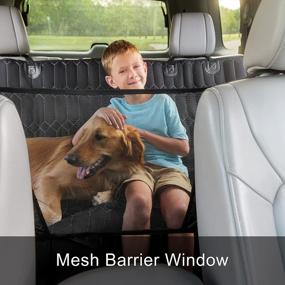 img 2 attached to Waterproof Dog Car Seat Cover With Mesh Window For Trucks, SUVs, And Cars - Non-Slip Backseat Protector To Safeguard Upholstery From Mud And Fur, Includes Dog Seat Belt - Magnelex