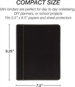 img 1 attached to Black Leather Junior Size 3 Ring Binder With Contrast Stitching - Holds 8.5 X 5.5" Paper, Perfect For Organizing And Portfolio Management By Samsill