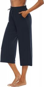 img 4 attached to Women'S Summer Capris: OYANUS Loose Comfy Drawstring Wide Leg Pants W/ Pockets