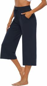 img 2 attached to Women'S Summer Capris: OYANUS Loose Comfy Drawstring Wide Leg Pants W/ Pockets