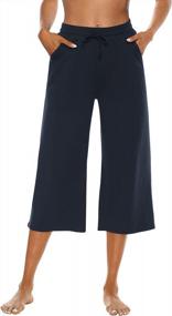 img 3 attached to Women'S Summer Capris: OYANUS Loose Comfy Drawstring Wide Leg Pants W/ Pockets