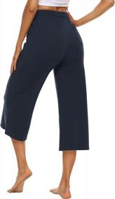 img 1 attached to Women'S Summer Capris: OYANUS Loose Comfy Drawstring Wide Leg Pants W/ Pockets