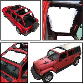 img 2 attached to Shadeidea Sun Shade For Jeep Wrangler JL Unlimited (2018-Current) 2 Door And 4 Door Front-White Mesh Screen Sunshade JLU SAHARA RUBICON SPORT S Top Cover UV Blocker With Grab Bag-10 Years Lasting