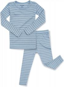 img 4 attached to Пижамный комплект AVAUMA для малышей в рубчик с рисунком в полоску для плотного прилегания к одежде для сна, идеально подходит для повседневного ношения