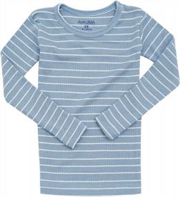 img 3 attached to Пижамный комплект AVAUMA для малышей в рубчик с рисунком в полоску для плотного прилегания к одежде для сна, идеально подходит для повседневного ношения