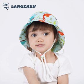 img 3 attached to UV Protection Sun Hat For Kids - LANGZHEN Toddler Boys Girls Wide Brim Summer Play Cotton Bucket Hat With Chin Strap