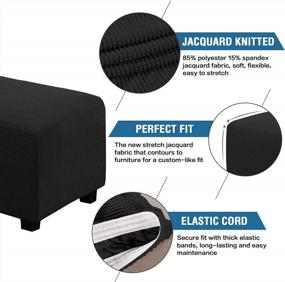 img 2 attached to Transform Your Sofa: High-Quality Ottoman And Seat Cushion Slipcover - Fits L-Shaped And Chaise Part Covers - Stretchy And Soft - Black - 56"-75" Length