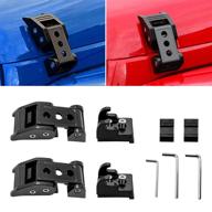 🔒 enhanced black stainless steel hood catch kit for jeep wrangler jk jku 2007-2018, hood lock latch upgrade, premium black hood latches logo