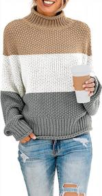 img 4 attached to ZESICA Oversized Chunky Knit Turtleneck Sweater With Batwing Sleeves For Women - Trendy Pullover Jumper Tops