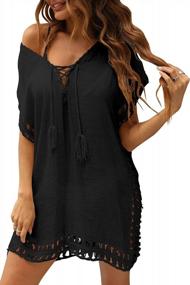 img 4 attached to Women'S Crochet Chiffon Tassel V Neck Hollow Out Swim Cover Up Dress By Cysincos