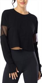 img 4 attached to Women'S Long Sleeve Crop Tops For Workouts, Yoga & Running - Muzniuer Mesh Thumb Hole Tops