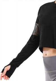 img 2 attached to Women'S Long Sleeve Crop Tops For Workouts, Yoga & Running - Muzniuer Mesh Thumb Hole Tops