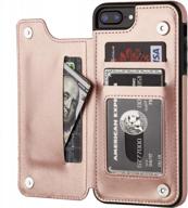 ot onetop iphone 7 plus/8 plus wallet case with card holder, premium pu leather kickstand, double magnetic clasp and durable shockproof cover 5.5 inch (rose gold) логотип
