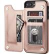 ot onetop iphone 7 plus/8 plus wallet case with card holder, premium pu leather kickstand, double magnetic clasp and durable shockproof cover 5.5 inch (rose gold) logo