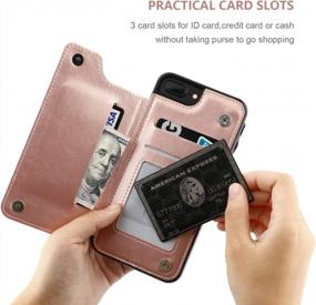 img 2 attached to OT ONETOP IPhone 7 Plus/8 Plus Wallet Case With Card Holder, Premium PU Leather Kickstand, Double Magnetic Clasp And Durable Shockproof Cover 5.5 Inch (Rose Gold)