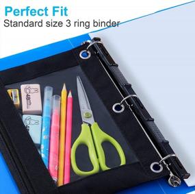 img 3 attached to Set Of 2 Sooez Black Fabric Zippered Pencil Pouches For 3-Ring Binders – Binder Pouches With Zipper, Perfect For School And Office Supplies