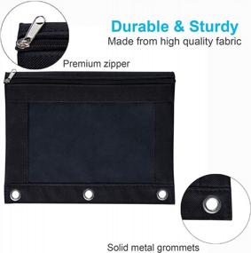 img 1 attached to Set Of 2 Sooez Black Fabric Zippered Pencil Pouches For 3-Ring Binders – Binder Pouches With Zipper, Perfect For School And Office Supplies