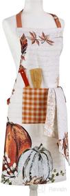 img 2 attached to 🎃 Stylish and Festive Orange SKL Home Harvest Pumpkin Apron for Fall Cooking and Entertaining