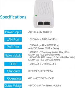 img 1 attached to Tonton 48V PoE Injector Адаптер питания и разветвитель, сертифицированный UL IEEE 802.3Af Совместимость 10/100 Мбит/с до 100 метров для IP-камеры видеонаблюдения AP VoIP-телефон и многое другое