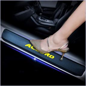 img 4 attached to Kaiweiqin 4Pcs Car Door Sill Scuff Plate Cover For Honda Accord Welcome Pedal Protection Car Carbon Fiber Sticker Threshold Door Entry Guard Decorative Yellow