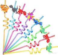 🦕 fun and colorful 24-piece dinosaur drinking straws set: perfect for kids birthday party favors and dinosaur themed decorations! logo