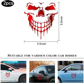 img 3 attached to 🚗 Blinglife Reflective Skull Car Sticker Decals - Colorful Hallowmas Cartoon Design! Waterproof Vinyl Exterior Accessories for Car Hoods, Doors, Bumpers - DMTH001-Red (2 PCS)