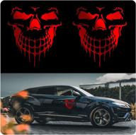 🚗 blinglife reflective skull car sticker decals - colorful hallowmas cartoon design! waterproof vinyl exterior accessories for car hoods, doors, bumpers - dmth001-red (2 pcs) логотип