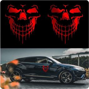 img 4 attached to 🚗 Blinglife Reflective Skull Car Sticker Decals - Colorful Hallowmas Cartoon Design! Waterproof Vinyl Exterior Accessories for Car Hoods, Doors, Bumpers - DMTH001-Red (2 PCS)