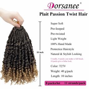 img 2 attached to Get A Chic Look With 8 Packs Of 10-Inch Ombre Passion Twist Crochet Hair For Black Women