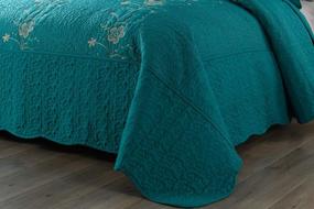 img 2 attached to King Size Teal MarCielo 3 Piece Lightweight Microfiber Embroidered Bedspread Quilt Set - Lapaz.