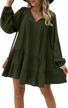 miholl women's flowy v neck swing mini dress with long sleeves and babydoll cut, perfect for casual outfits logo