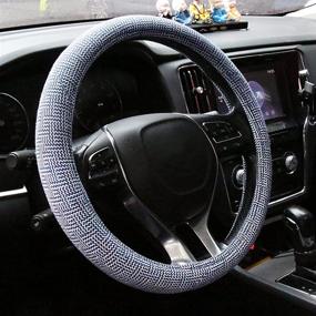 img 4 attached to 🚗 AUTOMIO 15" Steering Wheel Cover - Maze Style, Anti-Slip Protection, Ethnic Coarse Flax Cloth, Universal Fit