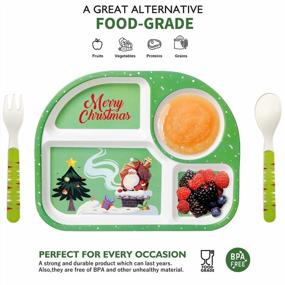 img 3 attached to Shopwithgreen 7Pcs / Set Bamboo Kids Dinnerware Set - Детская посуда - Тарелка для еды, чашка, ложка, вилка, набор посуды, мультяшная посуда, посудомоечная машина, безопасная для детей, здоровое питание, BPA бесплатно, Рождество