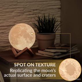 img 3 attached to 3D Moon Lamp - Rechargeable Night Light with 16 LED Colors, Dimmable, Wooden Stand, Remote & Touch Control - Nursery Decor and Birthday Gift Idea