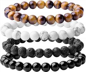 img 3 attached to WRCXSTONE Natural 8Mm Gorgeous Semi-Precious Gemstones Healing Crystal Stretch Beaded Bracelet Unisex