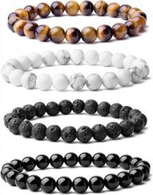img 4 attached to WRCXSTONE Natural 8Mm Gorgeous Semi-Precious Gemstones Healing Crystal Stretch Beaded Bracelet Unisex