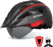 victgoal bike helmet for men and women: usb rechargeable rear light, magnetic goggles, removable sun visor - ideal for mountain and road cycling logo