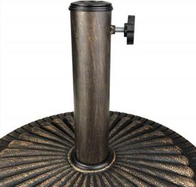 img 1 attached to Antiqued Bronze Heavy Duty Umbrella Stand For Outdoor Patio - ALLADINBOX 18" Base Weighing 26.5 Lbs