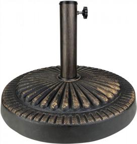 img 4 attached to Antiqued Bronze Heavy Duty Umbrella Stand For Outdoor Patio - ALLADINBOX 18" Base Weighing 26.5 Lbs
